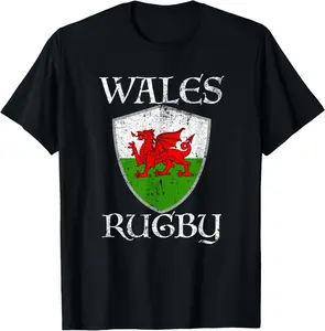 100% Cotton Wales Rugby T Shirt Welsh Flag CYMRU Gift Tee T-Shirt