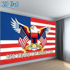 2D Flat, 1pc American Independence 250th Anniversary Freedom Theme Eagle and Flag Background Tapestry Red Blue White Classic Color Independence Day Party Decoration, 2D Flat
