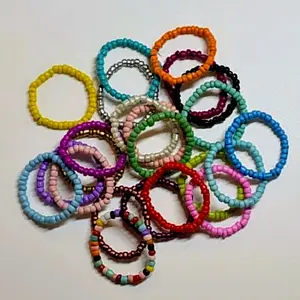 Boho Seed Bead Stretch Ring - 1pc Customized Adjustable Couples Ring, Romantic Casual Costume Jewelry, Birthday Gift Option, Multiple Sizes Available (Made to Order)