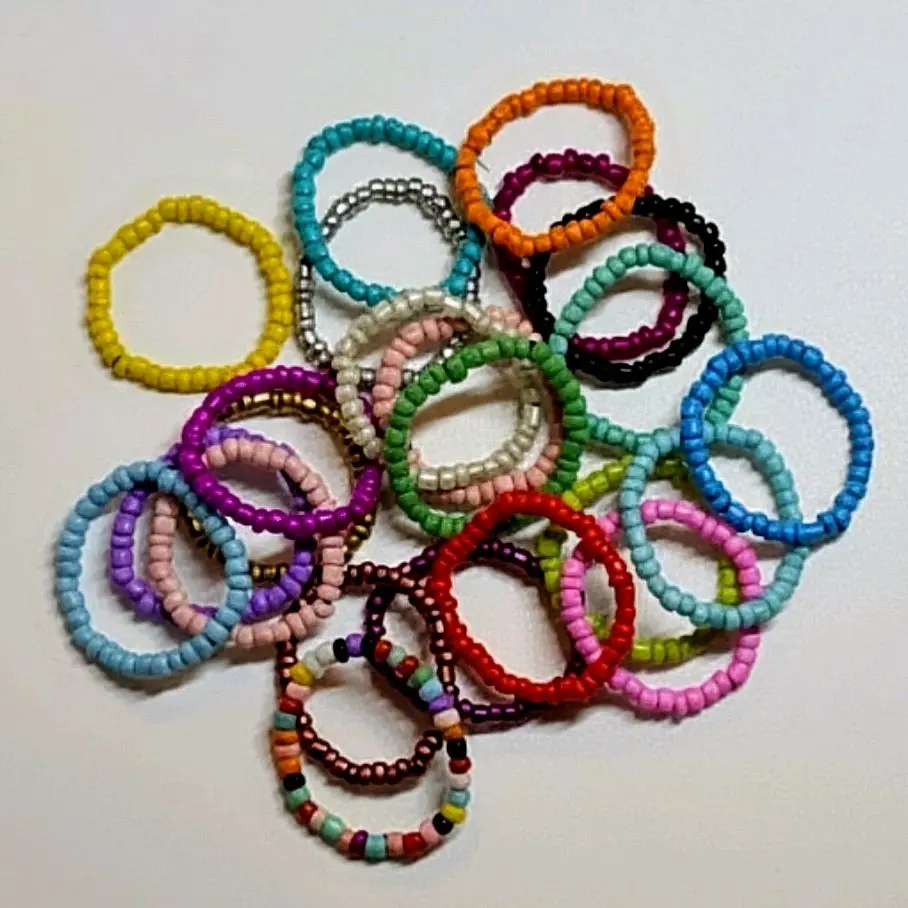 Boho Seed Bead Stretch Ring - 1pc Customized Adjustable Couples Ring, Romantic Casual Costume Jewelry, Birthday Gift Option, Multiple Sizes Available (Made to Order)