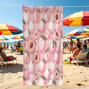1Pcs All-Over Fruit Print Beach Towel, Multiple Styles, Quick Dry and Absorbent Microfiber Towel, Lightweight and Sand-Free for Pool and Beach Use, Suitable for All People, Ideal Gift Choice