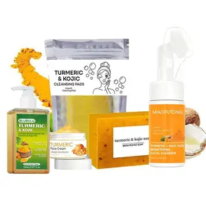 Turmeric Wash and Care five Piece SetTurmeric Tablets, Turmeric Cleansing Mousse,Turmeric Soap Facial Cleansing Skincare FacialCleansing Cleanser,Turmeric Moisturizing Cream,shampoo