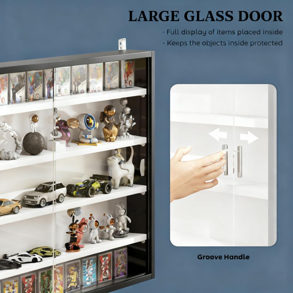 SAVEYOUR Black Wall-Mounted Display Case with Large Capacity Clear Door for a Stunning Collectible Showcase Ideal for Collectors