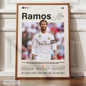 Sergio Ramos Poster, Ramos Real Madrid Print, Ramos Art, Real Madrid Fan Gift Idea, Real Madrid Legend Poster, Sergio Ramos Decor