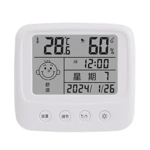 Indoor Thermometer Multifunctional Electronic Digital Display Thermometer Hygrometer with Emoji Reminder