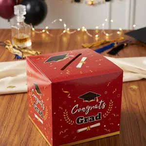 Graduación Box - Red Graduation Gift Box with "Congrats Grad" Design for Celebrating Academic Achievements
