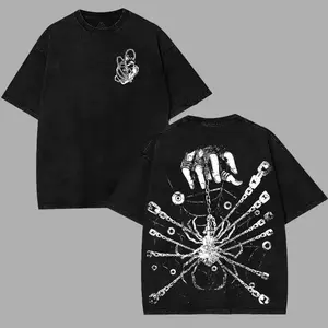 Chrollo Lucilfer Hunter x Hunter Vintage Washed Graphic T-Shirt, Front & Back Anime Print Oversized Unisex Cotton Streetwear Top, Distressed Crew Neck Tee for Manga Fans, Daily Wear & Anime Events