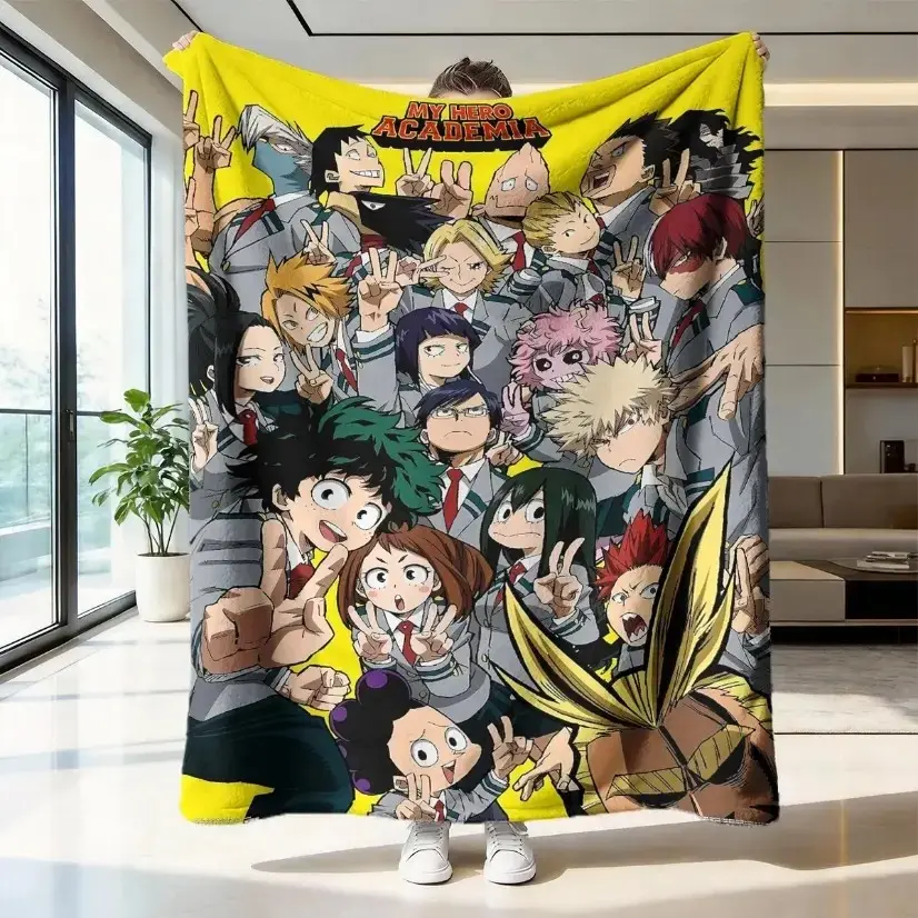 My Hero Academia Inspired Anime Blanket High Weight Flannel Throw Ultra Soft Warm Anti Wrinkle Easy Clean Character Pattern Blanket for Bed Sofa Bedroom Dorm Room Gift for Anime Fans All Season
