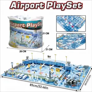 200Pcs Portable Airport Playset with Storage Bag & Play Mat  Deluxe Airplane Toy Set for Kids Boys - Includes Planes, Terminal, Vehicles & Figures - Educational Aviation STEM Toy - Perfect Birthday Gift for Toddlers 3+ - Screen-Free Play Fun!