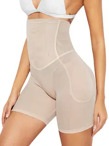 Women's Shaping High Waist Mesh Panties, Breathable Fake Hip Pads, Tummy Control Underwear, Single Piece Slimming Briefs, High Compression Shapewear