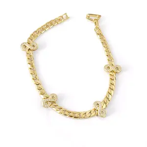 14K Gold Laminated Cuban Link Bracelet 8” | Butterfly or Infinity Style