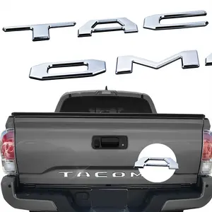 3D tailgate letters badges exterior accessories Compatible for 2016 2017 2018 2019 2020 2021 2022 2023 tacoma Tailgate strong 3m adhesive Car Stickers Chrome Silver