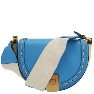 Pre-owned FENDI Leather Crossbody Bags Moonlight Crossbody Saddle Bag Blue