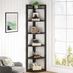 Tribesigns Corner Shelf 70.9'' Tall, 6-Tier Bookcase for Living Room, Home Office, Kitchen