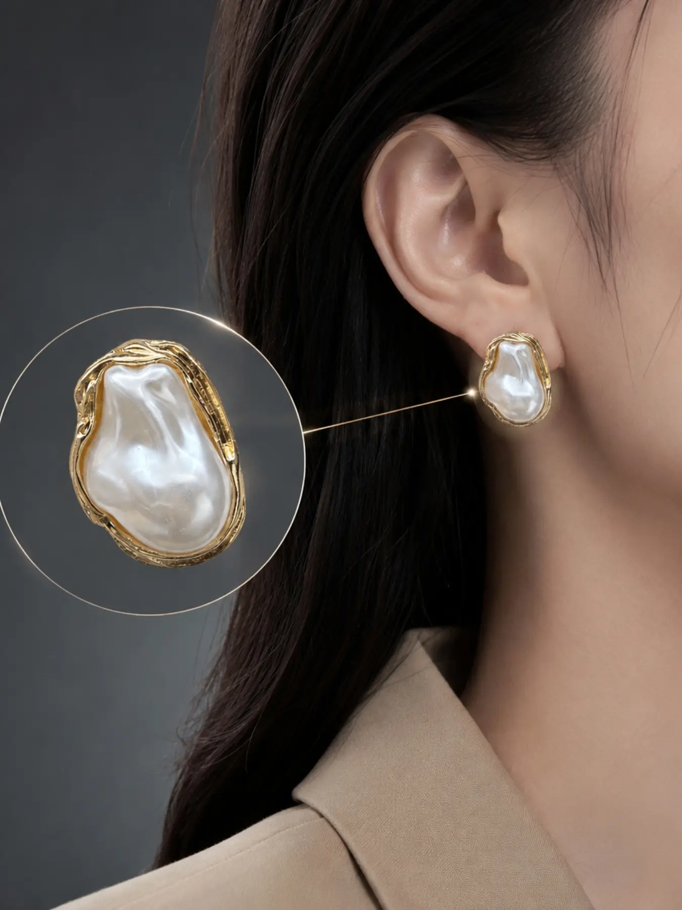 Unusual Baroque Style Pearl Earrings for Women, Unique Design High-End Luxury Ear Jewelry, Trendy Fashion Accessories