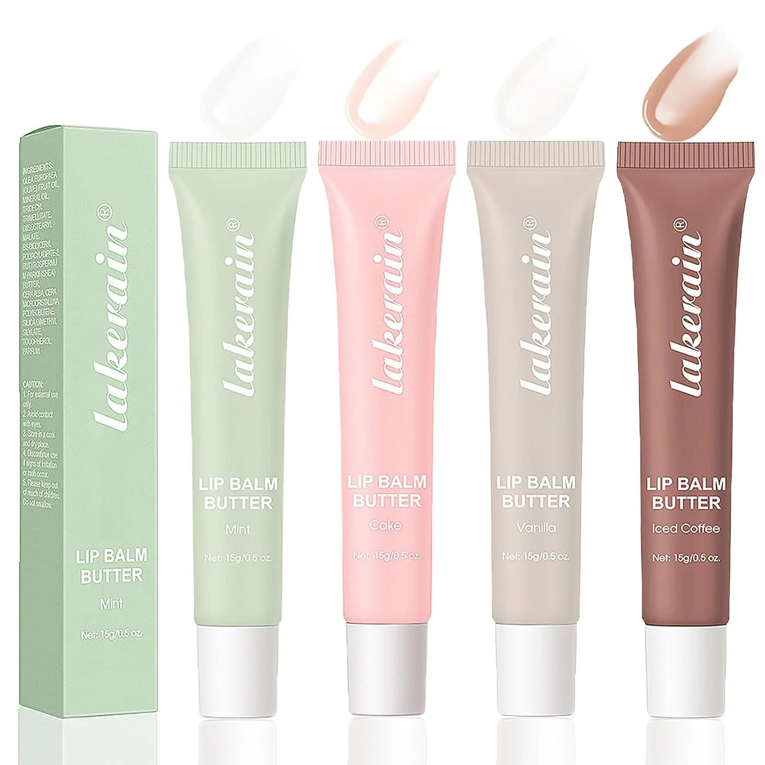 4pcs Lip Butter Balm, Hydrating Lip Balm with Sheer Tint, Plumps Moisturizing Hydrating Lip Mask, Vegan Non-Sticky Lip Glowy Balm for Instant Moisture, Shine, & Soothing Lip Care