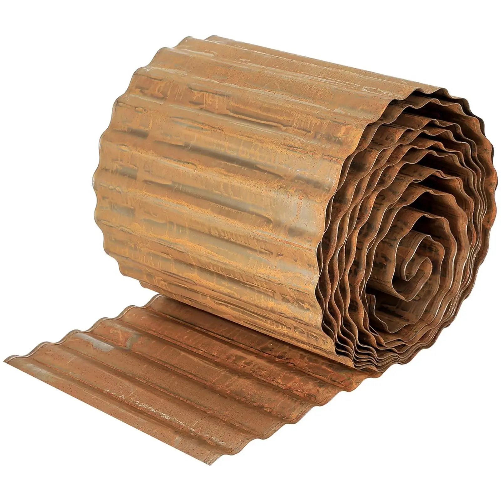 Corrugated Garden Edging, 8"× 20Ft Galvanized Steel Landscape & Lawn Edging Border, Metal Garden Border for Flower Beds Garden Lawn,Rusty