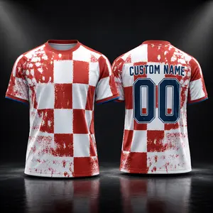 Custom Croatia Heritage Soccer Jersey, Personalized Name Number Red White Checkered Athletic Shirt, Unisex Match Day Fan Top