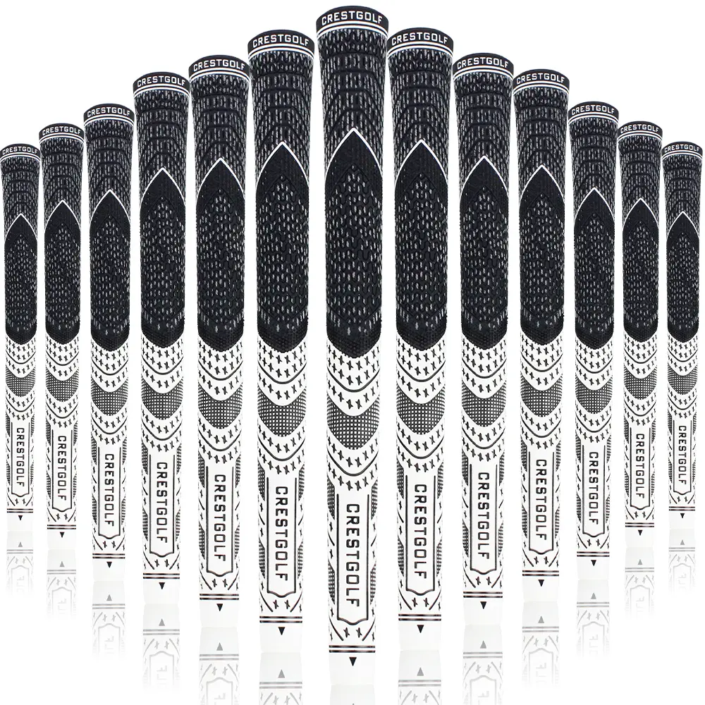 Crestgolf Multi -Compound Golf Grips, Standard/MidSize All-Weather Control Thread Technology Rubber Combine with Carbon Yard, Anti-Slip-Set of 13
