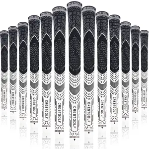 Crestgolf Multi -Compound Golf Grips, Standard/MidSize All-Weather Control Thread Technology Rubber Combine with Carbon Yard, Anti-Slip-Set of 13