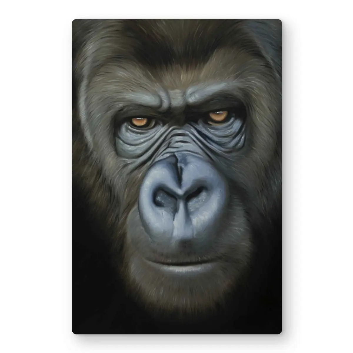 Begin Home Decor C1MP1218GDE48Y 12 x 18 in. Gorilla Face - Brown Metal Print Wall Art - Wildlife Art
