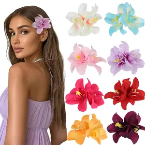 8 count Hawaiian Flower Hair Clips, Bohemian Orchid Hairpin, Artificial Tropical Phalaenopsis Hair Barrette Hibiscus Hair Clips for Seaside Holiday, Bridal Hair Accessories Pins Headwear for Women Girl