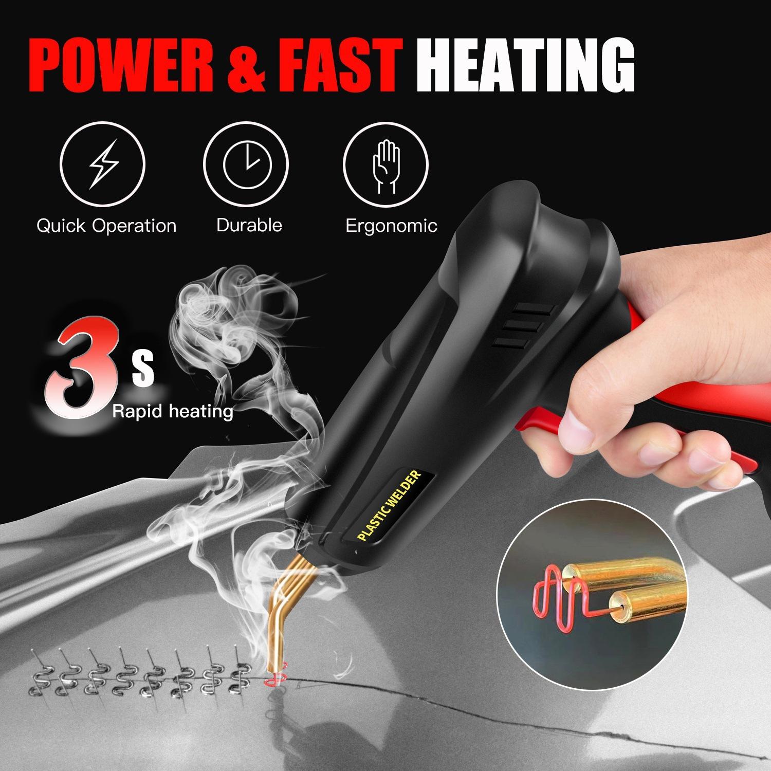 Plastic Welder 200W 2 in 1 Plastic Welding Kit Plastic Repair Kit with 1200pcs Hot Staples & 56pcs Plastic Welding Rods