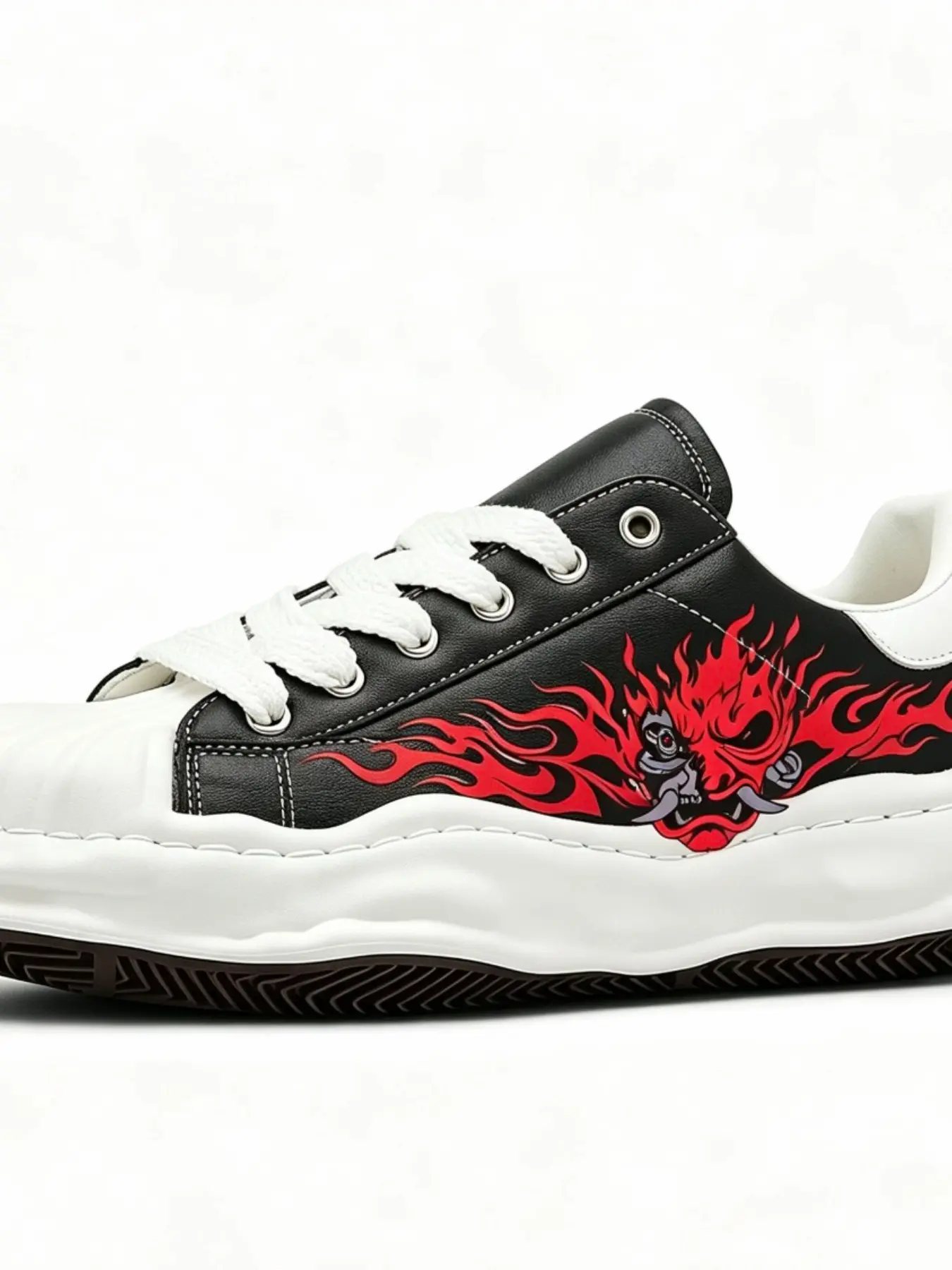 Customizable DIY Sneakers, Patchwork Cowhide Upper, Rubber Sole, Less Than Ankle Height, Hand-Painted Personality, Cartoon Watercolor Design