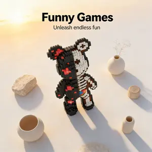 8132pcs Halloween Skull Bear 3D Puzzle Building Block Creative Decoration Gift for Birthday/halloween/festive Occasions