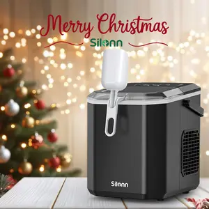 Silonn Bullet Ice Maker Countertop with Handle, 9 Cubes in 6 Mins, 26lbs per Day, Self-Cleaning, Ideal for home/kitchen/camping/RV. Ideal Xmas Gift, Cooking Gadget, Kitchen Utensils