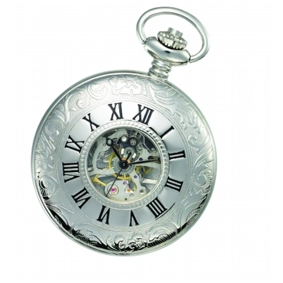 CHARLES-HUBERT PARIS Women's Vintage Brass Skeleton Pocket Watch, 17-Jewel Mechanical Movement, Roman Numerals, 47mm Double Cover, Gift-Boxed Collectible Fashion Women's Watch, Collectibles
