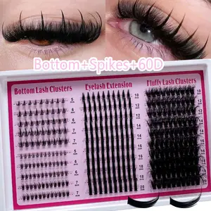4 IN 1 Lash Clusters Long 6-20mm Lash Spikes lower eyelashes Reusable Bottom Lashes 305pcs/295pcs/285pcs/275pcs/265pcs Eyelash Clusters Volume Individual Lashes DIY Spiky Lash Extension Manga Cluster Eyelash Extensions