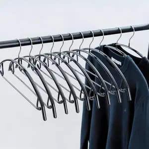 16.5 Inch Black No  Bumps No Mark Non-Slip Rubber Coated Contour Meta Hanger for Sweater T-Shirt Suit Coat Uniform with Pants Bar Pack of 10