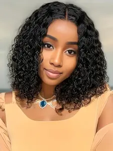 Human Hair Pre Plucked Pre Cut Water Wave Bob Wig, Highlight Bob Wig, 4x4 Lace Closure Glueless Wigs for Women, Short Curly Wigs, No Ca Prop 65 Re
