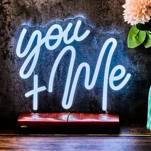 You and Me Neon Sign Light, Led Neon Lights, USB Powered Wall Decor Lamp for Bedroom, Perfect Gift for Couples & Friends, Unique Home Decoration