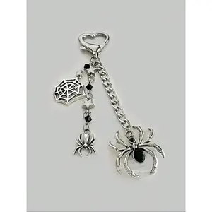 SleekHush Gothic Style Spider Web & Cross Keychain for Women & Men, Cute Charms, Fashion Accessory, Halloween Gift, Daily Use
