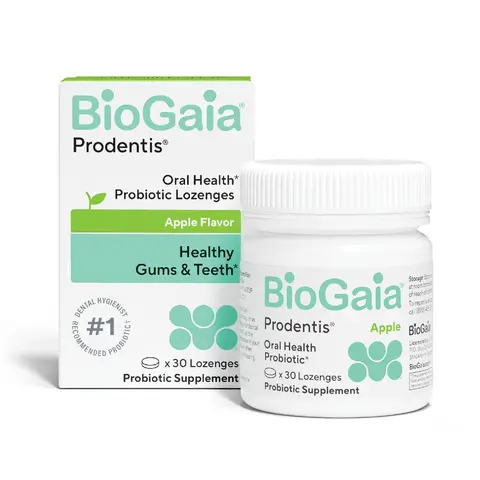 BioGaia Prodentis | Oral Probiotics | Promotes Healthy Gums & Teeth | Defends Against Bad Breath & Dental Problems | Improves Oral Health | Apple Flavored | 30 Dental Probiotic Lozenges