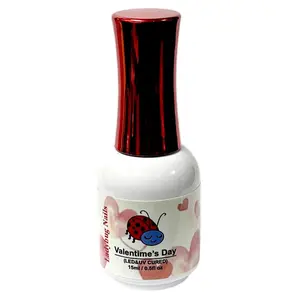 Gel Polish Clear With Pink & Red Heart Shapes 15ml 0.5fl oz by Ladybug Nails