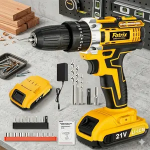 Multi-Function 21V Rechargeable Impact Drill, equipped with a lithium-ion battery and a 21V output lithium battery, includes charger, Professional Driver for Car Repair, Home DIY and Construction