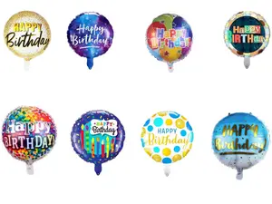 Happy Birthday Aluminum Foil Balloons 50-Piece Set 18 Inches Round Multicolored Mylar Balloon Party Decorations Supplies Helium Floating Lightweight