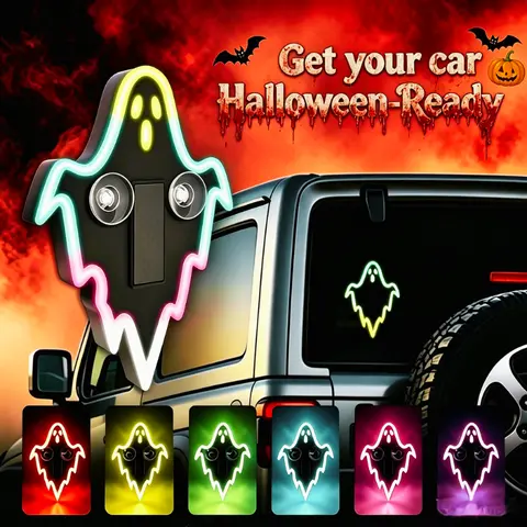 JOYTUTUS Halloween Solar-Powered LED Multi-Neon Shape Car Accessories Lamp - Eco-Friendly Wireless Auto Interior LED Vehicle Decor, Modern Stylish Design, Car Electrical Appliance with Ambient Glow, Cool Carlights for Girls