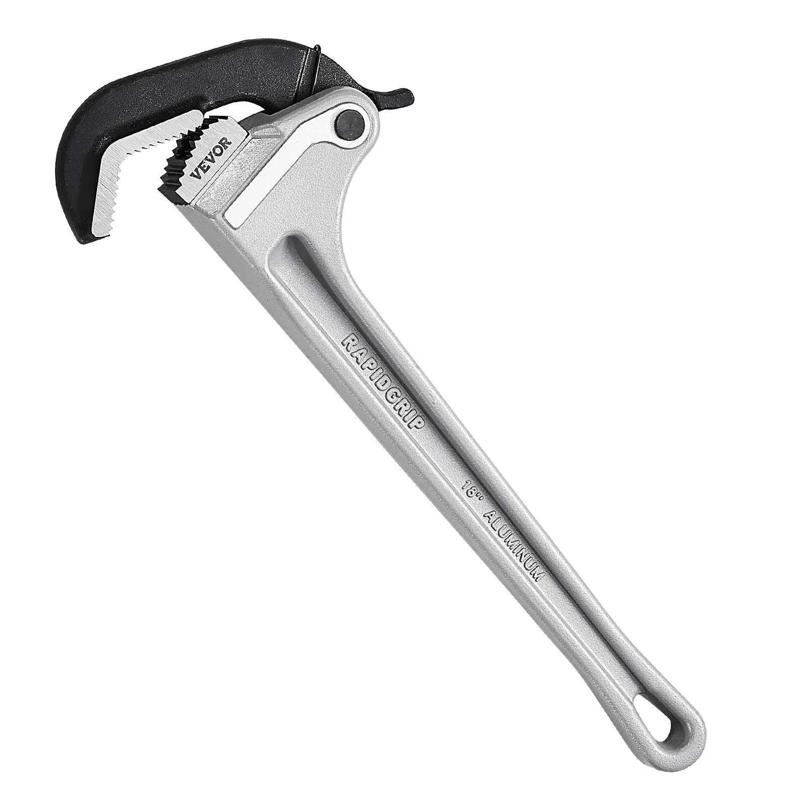 【summerfinds】VEVOR Pipe Wrench, 18" Aluminum Straight Pipe Wrench, Automatic Jaw Adjustment, Adjustable Plumbing Wrench, Easy to Carry, Ergonomic Handle, Hangable Design, for Water Pipes, Automotive Repairs,DEALS FOR YOU