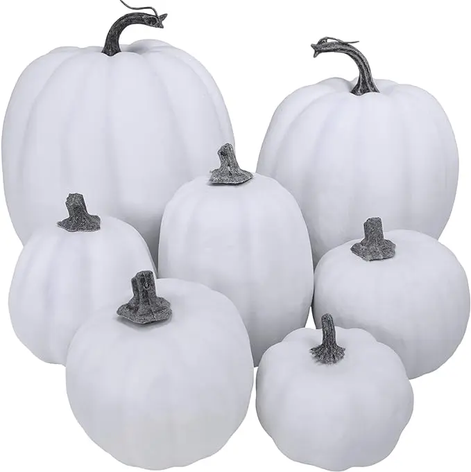 7 Pcs Fall Pumpkins Decor Harvest Pumpkins Foam Pumpkins for Fall Autumn Season Halloween Thanksgiving Harvest Holiday Season Festive Tabletop Decoration