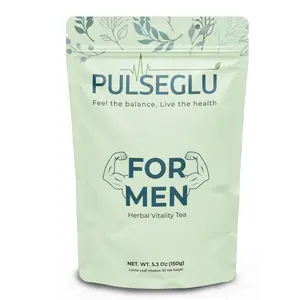 PULSEGLU For Men Herbal Vitality Tea - Ginseng & Maca Blend - Non-GMO, Gluten-Free, Caffeine-Free - Beverage