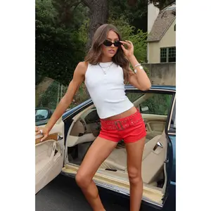 Studded Belt Denim Micro Shorts