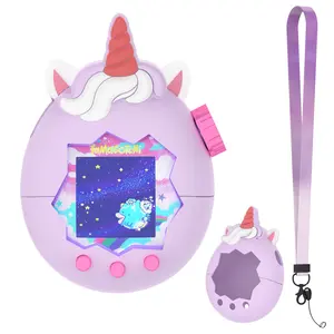 OAJ Cute Magical Unicorn Handheld Gaming Device Silicone Case for Tamagotchi Paradise, Genuine Liquid Silicone, Full-Body Anti-Scratch Shockproof Protection, Silky-Soft Aesthetic Cover, Purple Ombré Lanyard for Girl Travel