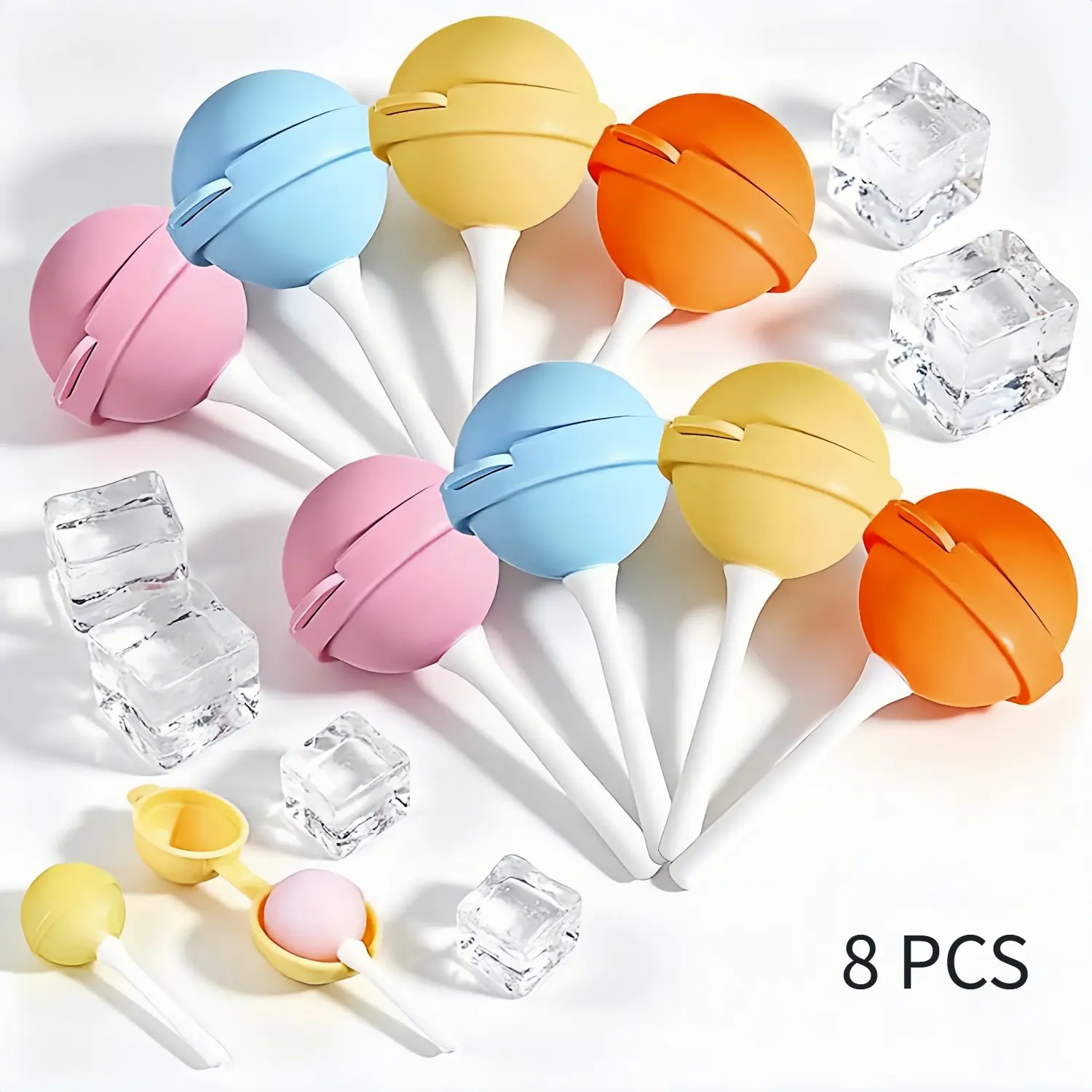 BMTWE 3.35 x 1.77 Inches Reusable Popsicle Molds, Silicone Lollipop Mold with Lollipop Sticks Fun Kitchen Popsicles Molds for Party House Office School