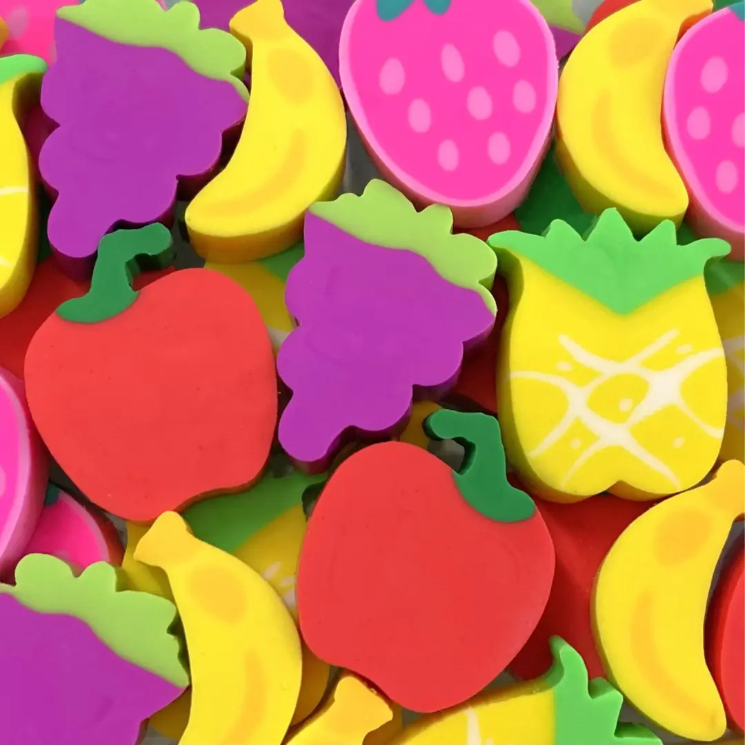 Fruit Shaped Mini Erasers, 20 Pcs Colorful Mix with Playful Look, Approx. 3/4" Correction Tools by Mini Erasers Co., Fruit Shapes