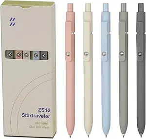 Startraveler Gel Ink Pen Set of 5 - 0.5mm Quick Dry Black Ink - Fine Point Smooth Writing Pens for Journaling & Note Taking - Aesthetic Cute Office .
