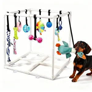 Puppy Play Gym with 15 Toys, Puppy Toys to Keep Them Busy Indoor Play Gym for Mental Stimulation, 23.2" Small Dog Play PVC Frame with Straps